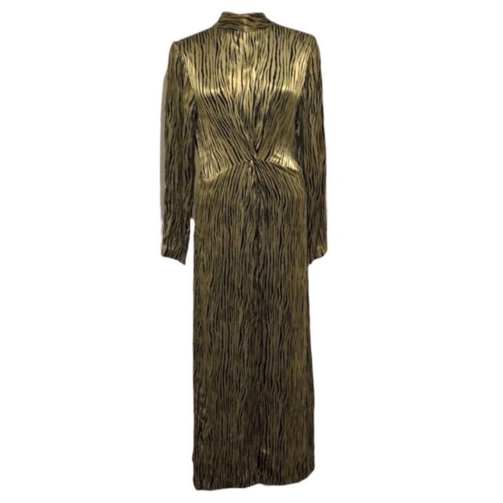 Petersyn Zuma Maxi Dress Size XS Green Zebra Print Long Sleeve Mock Neck